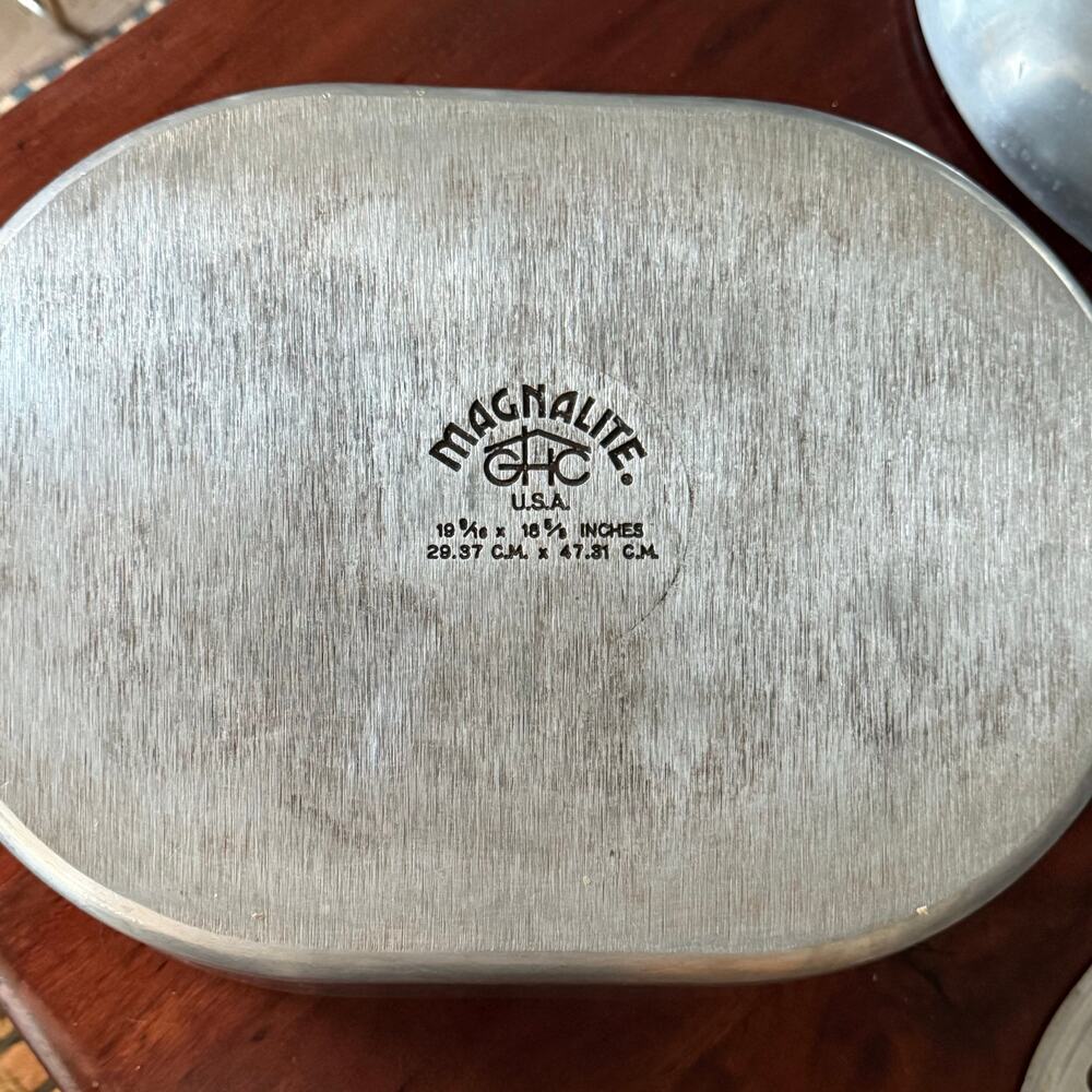Vintage Magnalite GHC Large Dutch Oven Roaster Pan W/Trivet 19 9/16x18 5/8 in - Picture 8 of 14